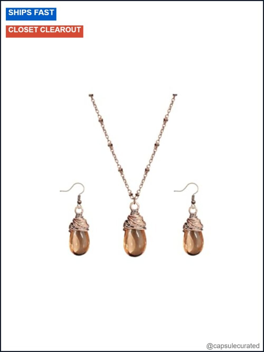 Bohemian Jewelry Set - Necklace and Earrings with Alloy and Glass